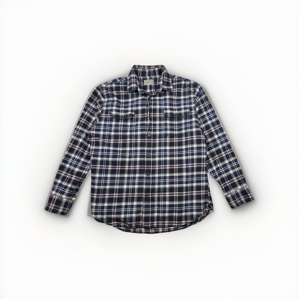 Jachs Blue Tartan Plaid Flannel Shirt Mens Size L Large Heavy